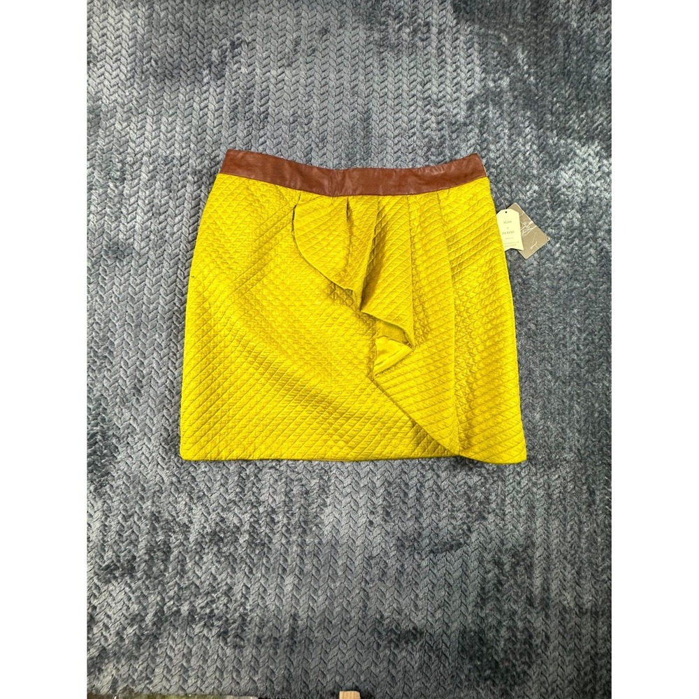 HD In Paris Anthropologie Quilted Wrap Skirt Womens 10P Mustard Yellow Pleated